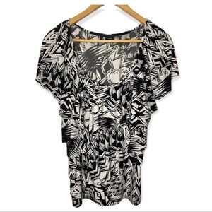 AB‎ Studio Black And White Ruffled Top​​​